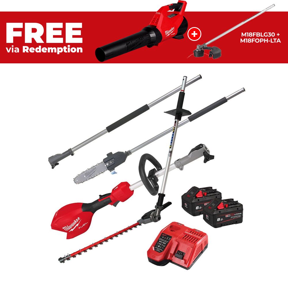 Milwaukee M18FOPHPP3A2802F 18V 8.0Ah REDLITHIUM FORGE QUIK-LOK Multi-Function Power Head Combo Kit with Attachments – image 1