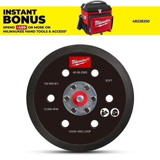 Milwaukee 49362583 150mm Hook and Loop Sander Backing Pad - Soft