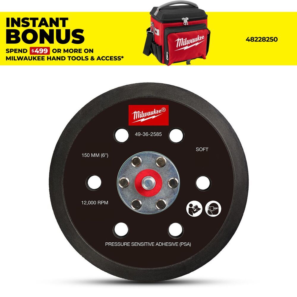 Milwaukee 49362585 150mm Pressure Sensitive Adhesive Sander Backing Pad - Soft – image 1