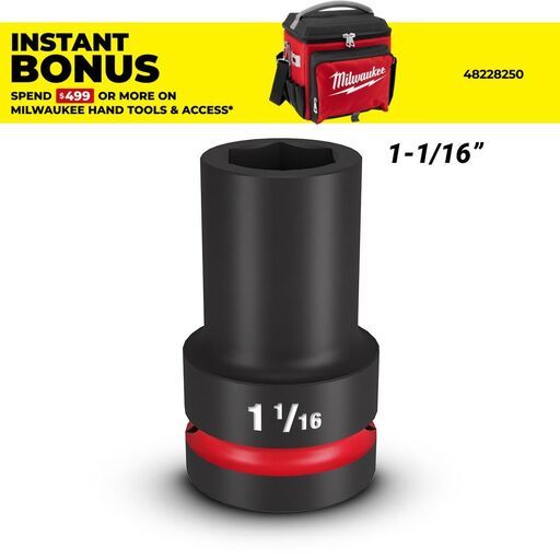 Milwaukee 49666505 SHOCKWAVE™ 1" Drive 1-1/16" Deep 6 Point Impact Socket