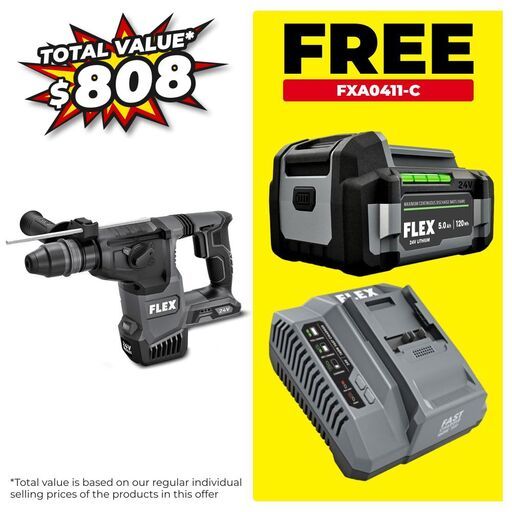 Flex FXA1551A-Z 24V Li-ion Cordless Brushless 26mm (1") SDS Plus Rotary Hammer - Skin Only