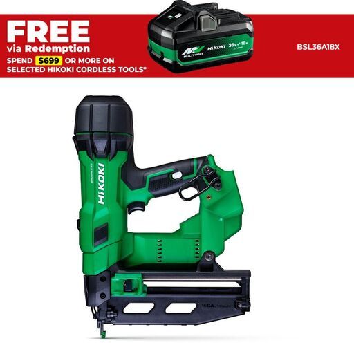 HiKOKI NT1865DSA(H4Z) 18V Li-ion Cordless Brushless 16G Finishing Nailer - Skin Only