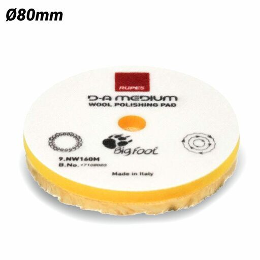 Rupes 9.NW80M BigFoot 80mm (3") D-A Medium Wool Polishing Pad (Yellow)