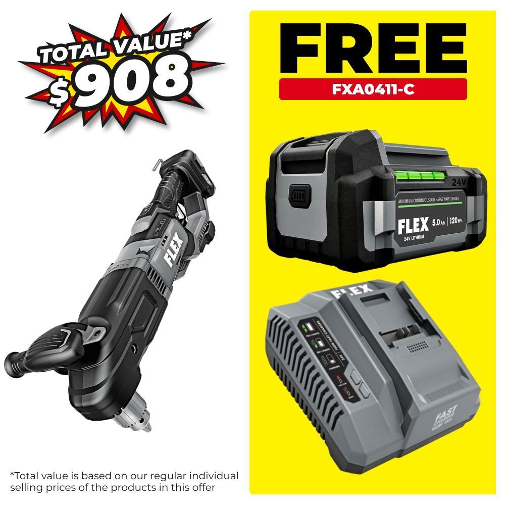 Flex FXA1681-Z 24V Li-ion Cordless Brushless 2-Gear 1/2" Right Angle Drill With Turbo Mode - Skin Only – image 1