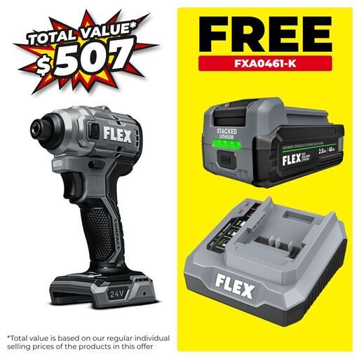Flex FXA1331-Z 24V Li-ion Cordless Brushless 1/4" Hex Compact Impact Driver - Skin Only