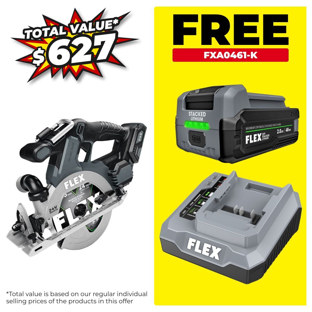 Flex FXA2131A-Z 24V Li-ion Cordless Brushless 165mm In-Line Circular Saw - Skin Only – image 1