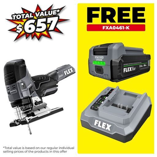 Flex FXA2221-Z 24V Li-ion Cordless Brushless Barrel Grip Jigsaw -  Skin Only