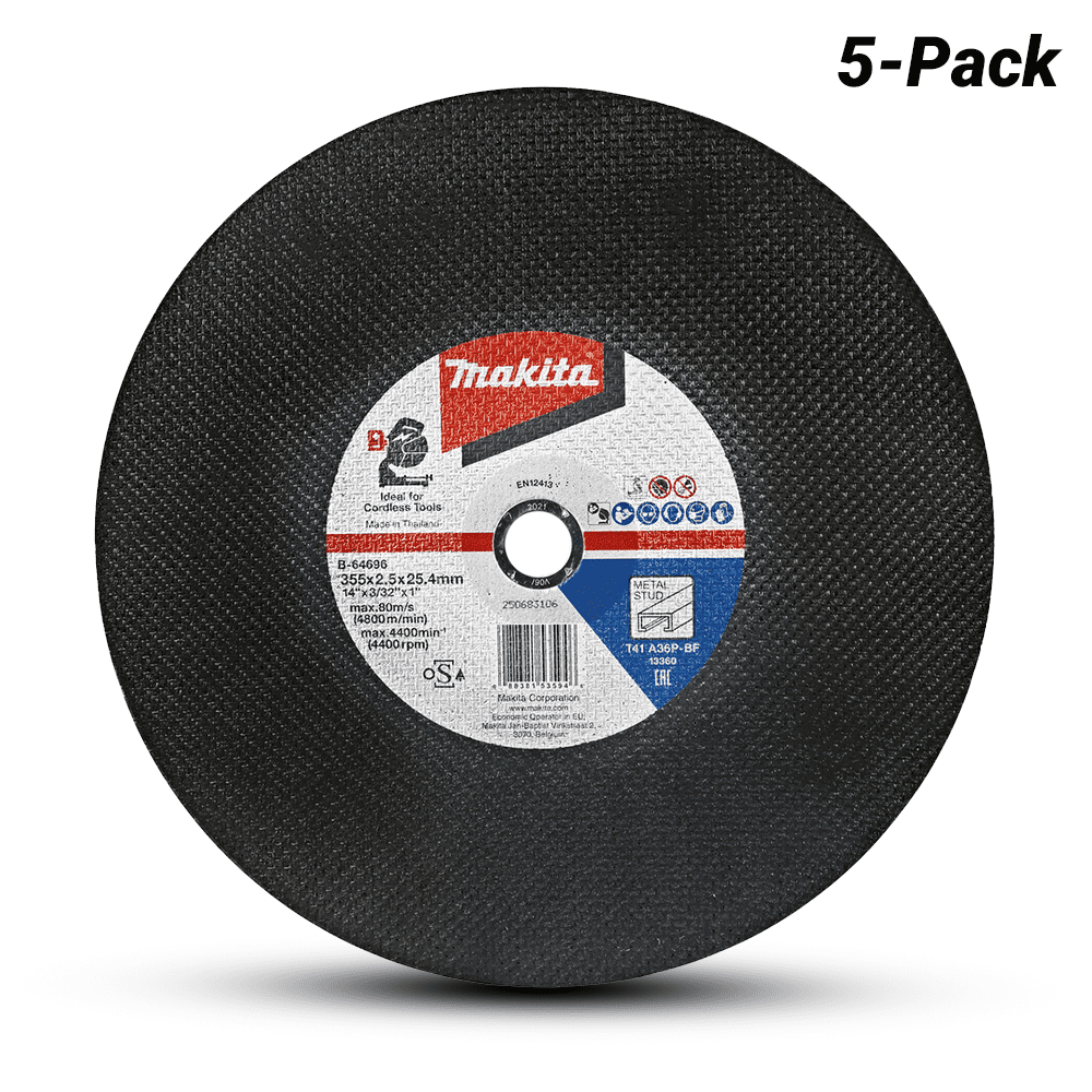 Makita B-64696-5 5-Pack 355mm x 2.5mm x 25.4mm Thin Metal Cut Off Wheel - A36P – image 1