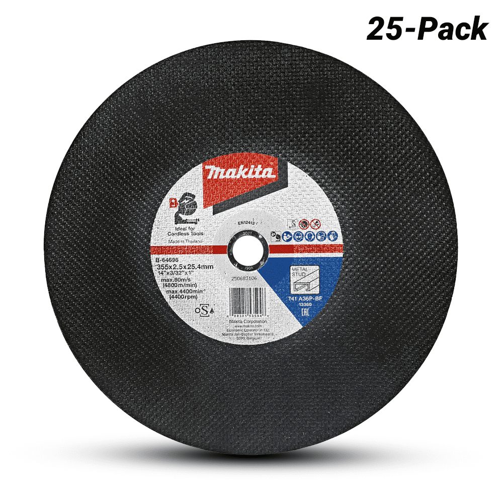 Makita B-64696-25 25-Pack 356mm x 2.5mm x 25.4mm Thin Metal Cut Off Wheel - A36P – image 1