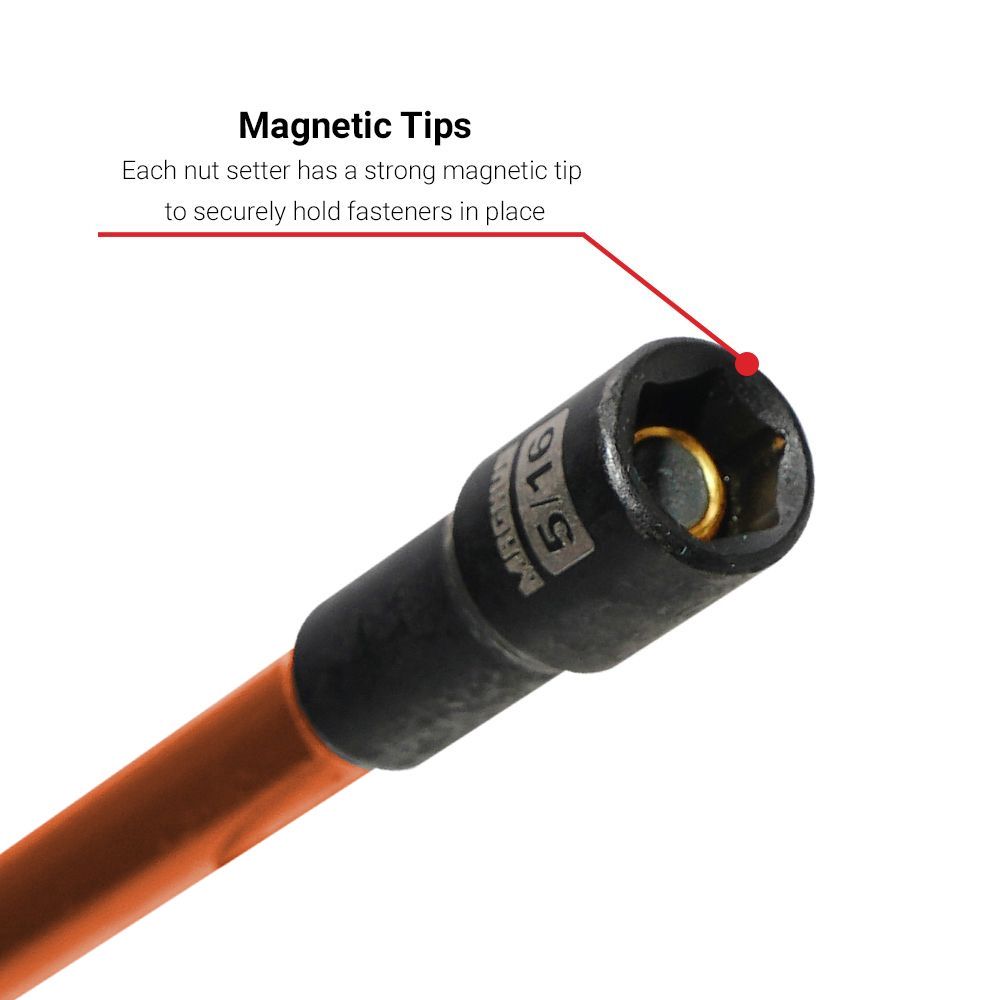MAGNUS MNS516 6pce 5/16" x 150mm Long Coloured Magnetic Nut Setters – image 3