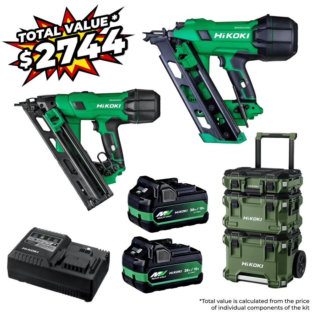 HiKOKI HIKNMASTER2(HRZ) 18V 5.0Ah/2.5Ah Li-Ion Cordless Brushless Nailer 2pce Combo Kit – image 2