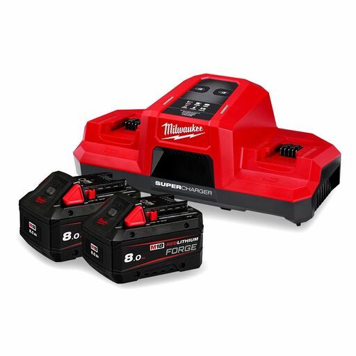 Milwaukee M18FSPD802B 18V REDLITHIUM FORGE 8.0Ah Super Charger Starter Pack