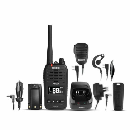 Uniden XTRAK50 5 Watt Waterproof Smart UHF Handheld Radio with Large OLED Display with Instant Replay Function - Black