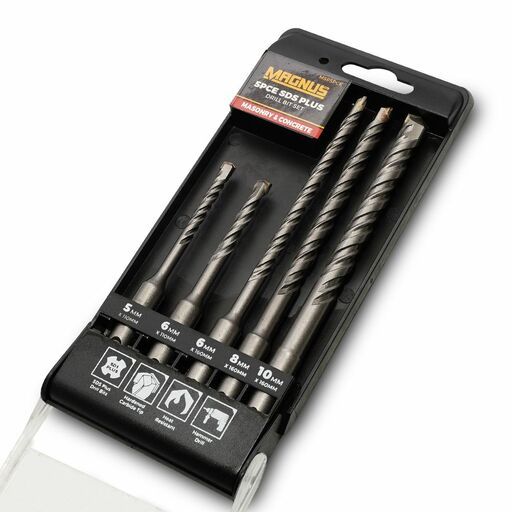 MAGNUS MSP5PCE 5pce Masonary & Concrete SDS Plus Drill Bit Set – image 2