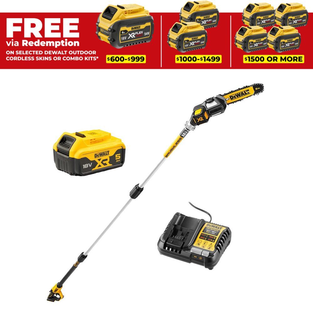 DeWalt DCMPS567P1-XE 18V XR 5.0Ah Li-ion Cordless Brushless 200mm (7-3/4") Pole Saw Combo Kit – image 1