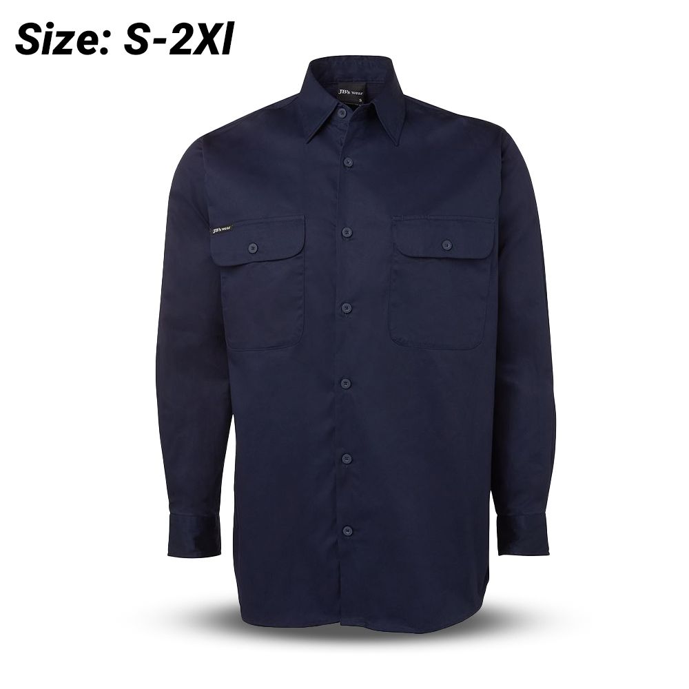JB's Wear 6WSLL 150G L/S Work Shirt Navy – image 1