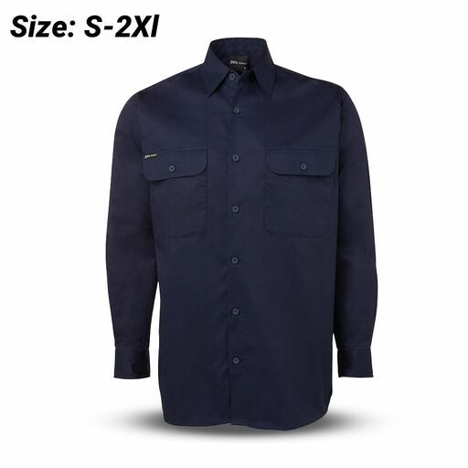 JB's Wear 6WSLL 150G L/S Work Shirt Navy