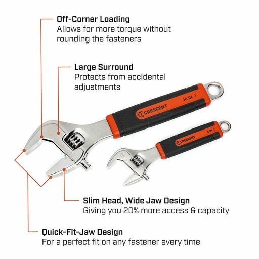 Crescent AC3610CVS 2-Pack 6/10" Chrome Cushion Grip Adjustable Wrench – image 6