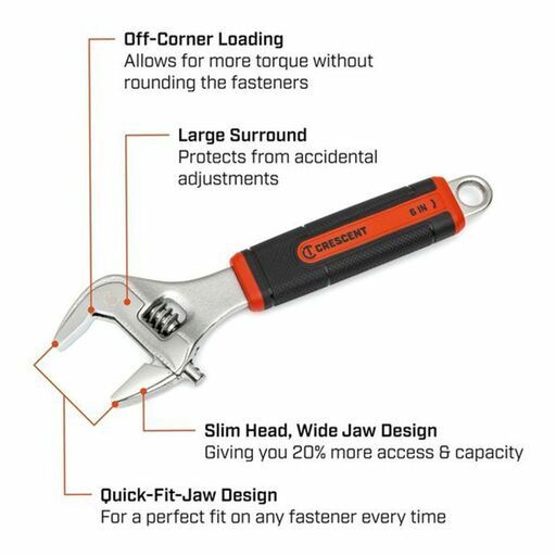 Crescent AC36CVS 6" Adjustable Wrench With Quick-Fit-Jaw – image 6