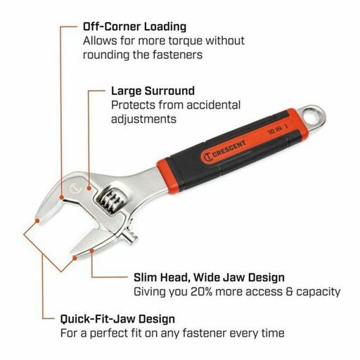 Crescent AC310CVS 10" Adjustable  Wrench With Quick-Fit-Jaw – image 6