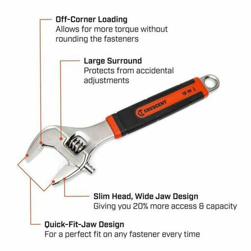 Crescent AC312CVS 12" Adjustable Wrench with Quick-Fit-Jaw – image 7
