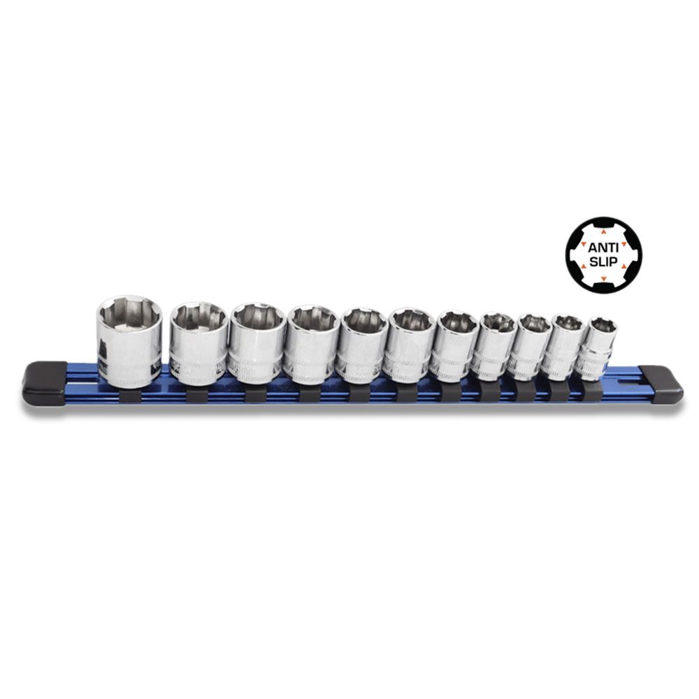 SP Tools SP33014 11pce 1/4" Drive X-Treme Grip Metric Socket Rail Set – image 2