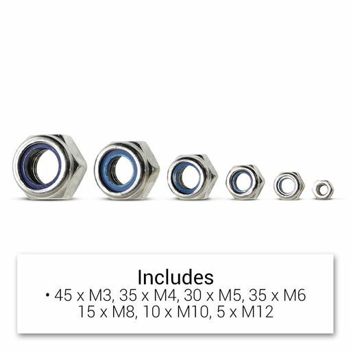 Fixed Fasteners FML175 175pce Mixed Lock Nut Stainless Steel Nylon