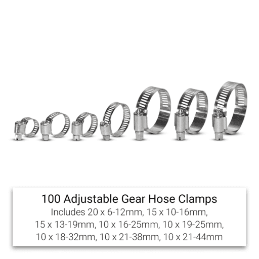 Fixed Fasteners FAC100 100Pce Adjustable Gear Hose Clamps – image 2