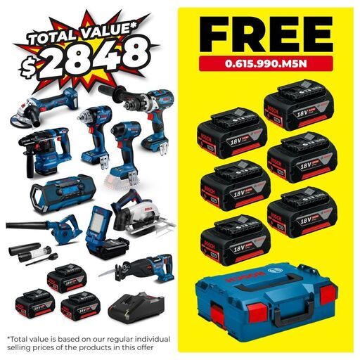 Bosch 0.615.A50.08X 18V 5.0Ah Li-ion Cordless Brushless 10pce Combo Kit