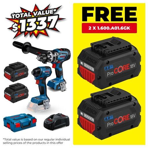 Bosch 0.615.A50.08P 18V 8.0Ah Cordless Brushless BITURBO 2pce Combo Kit