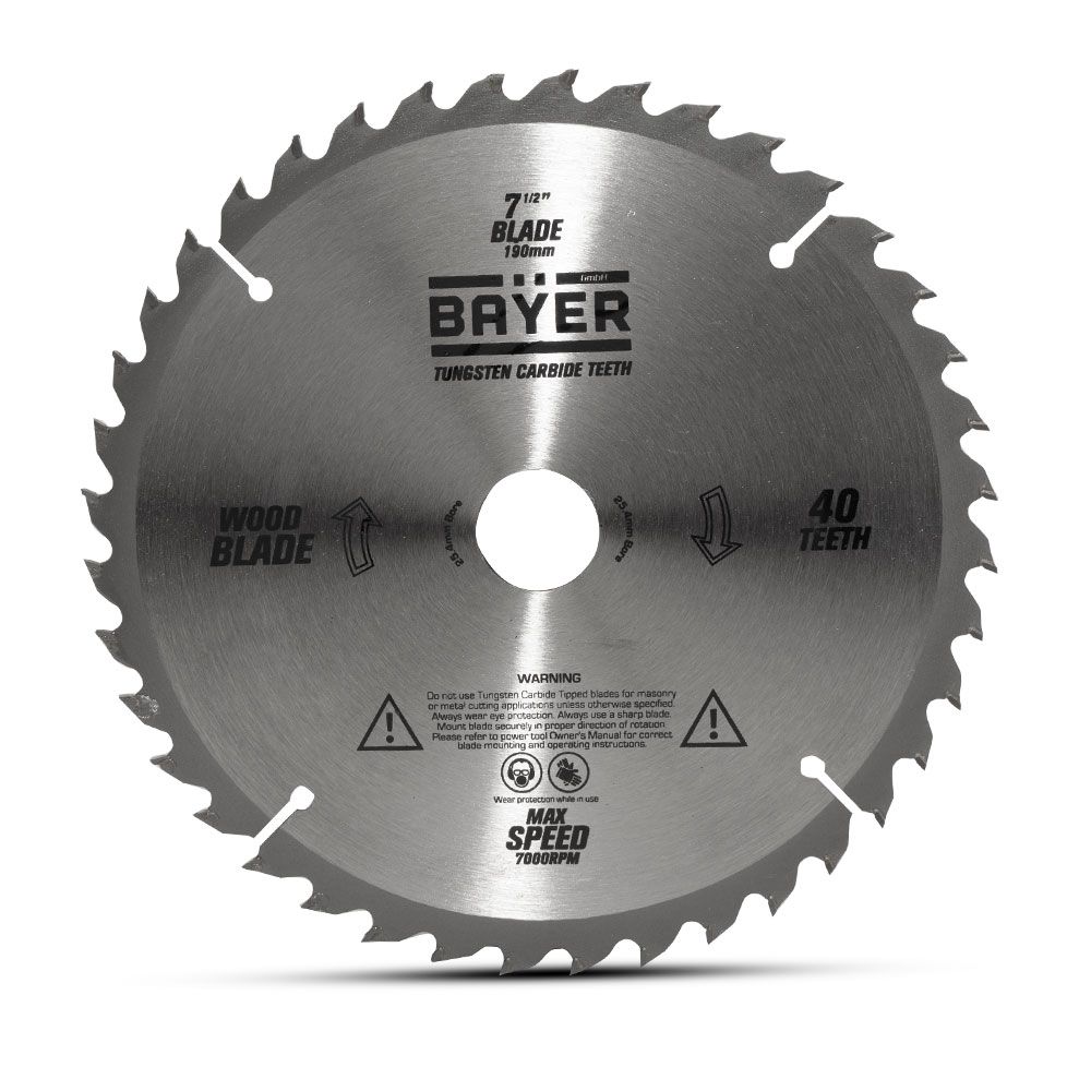 Bayer BMS190CUBL 190mm 40 Tooth Saw Blade Suitable for 25.4mm / 1" Shaft – image 1