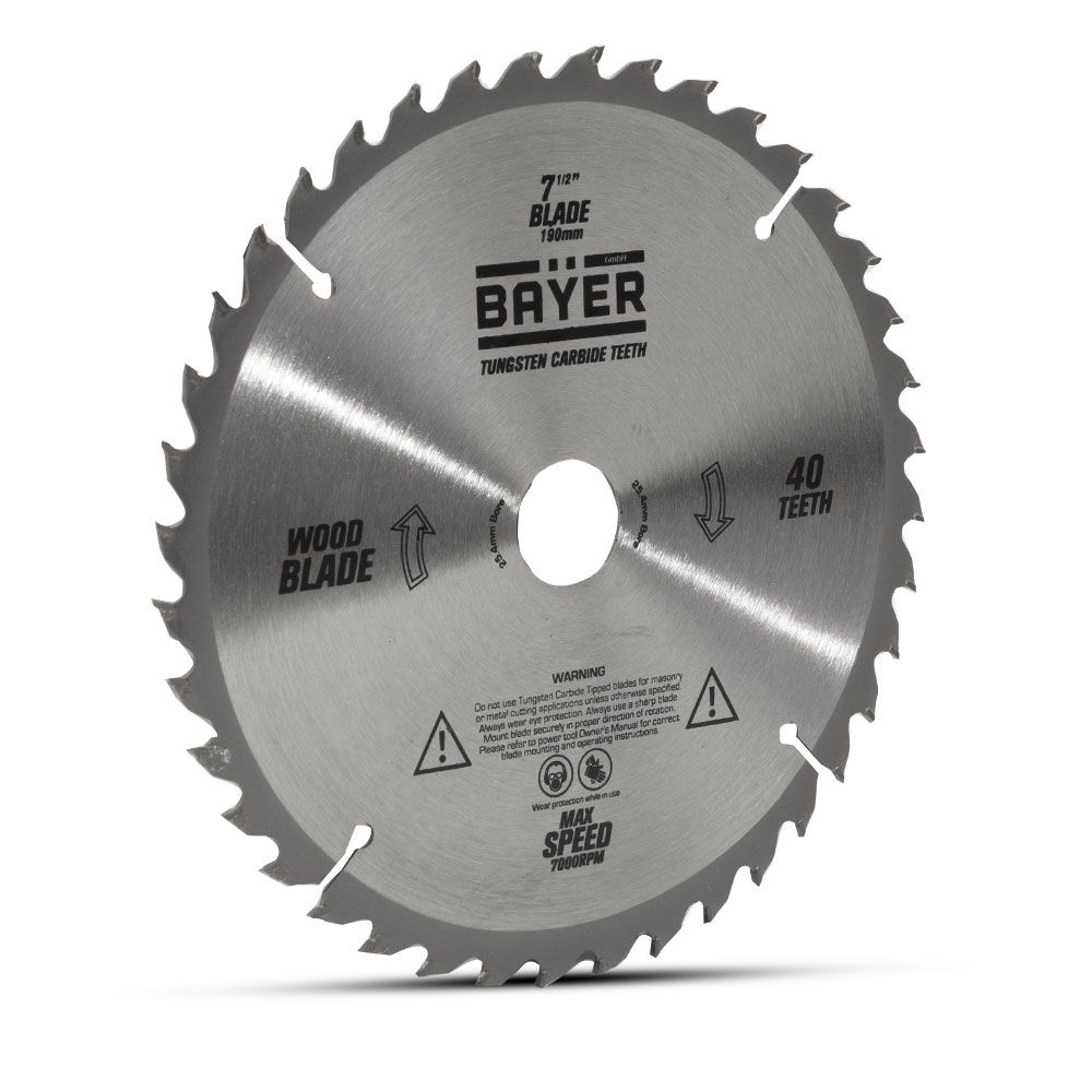 Bayer BMS190CUBL 190mm 40 tooth suitable for 25.4mm / 1" Shaft Saw Blade