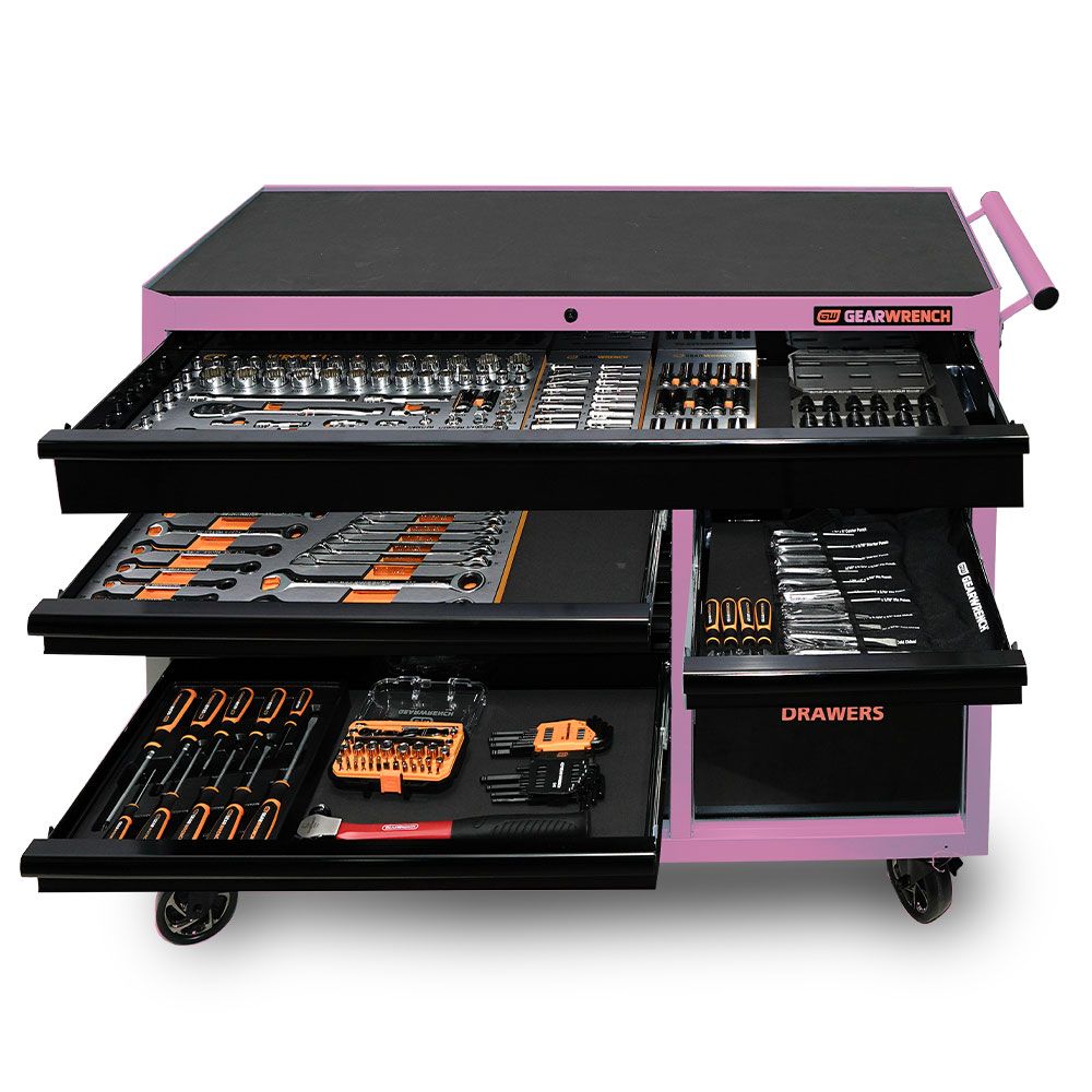 GEARWRENCH 89953PINK 288pce Combination Tool Kit with 10 Drawer Pink Roller Cabinet – image 1