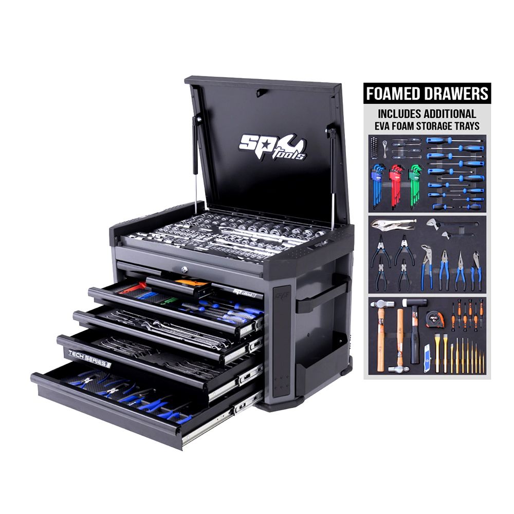 SP Tools SP52275DX 335pce Metric & SAE Diamond Black Tech Series Tool Kit with EVA Trays – image 1