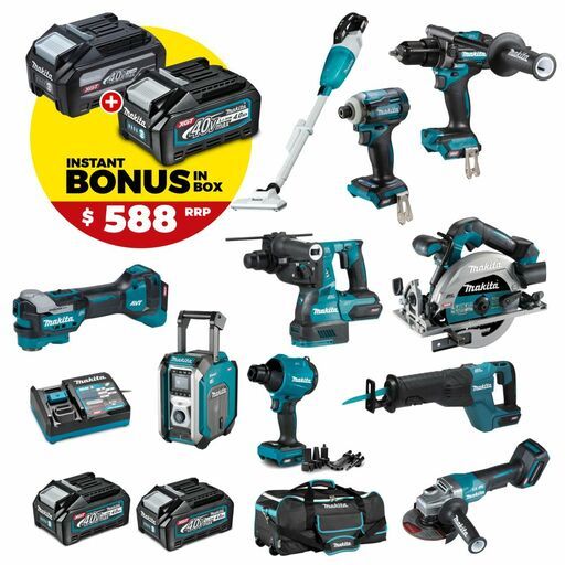 Makita DK0238G101 40V Max XGT 4.0Ah Li-ion Cordless Brushless 10pce Combo Kit