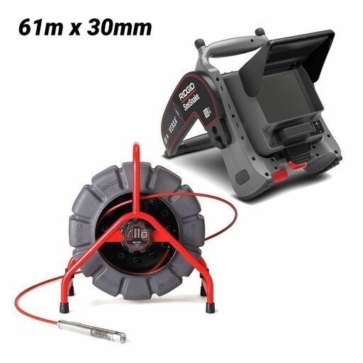 Ridgid 63633 + CS6x VERSA (64943) 61m x 30mm SeeSnake Mini Camera with TruSense & SeeSnake Digital Recording Monitor with Wi-Fi