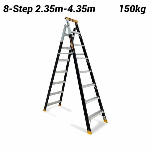 Gorilla FDM008-PRO 8-Step 2.35m-4.35m 150kg Pro-Lite Fibreglass Industrial Dual Purpose Ladder