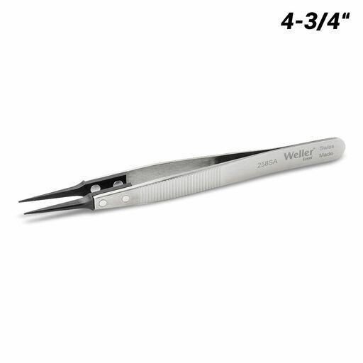 Weller 258SA 4-3/4" Pointed Synthetic Tip Precision Tweezers for Secure Handling