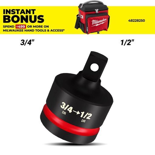 Milwaukee 49666728 Shockwave 3/4" Drive to 1/2" Drive Impact Socket Reducer