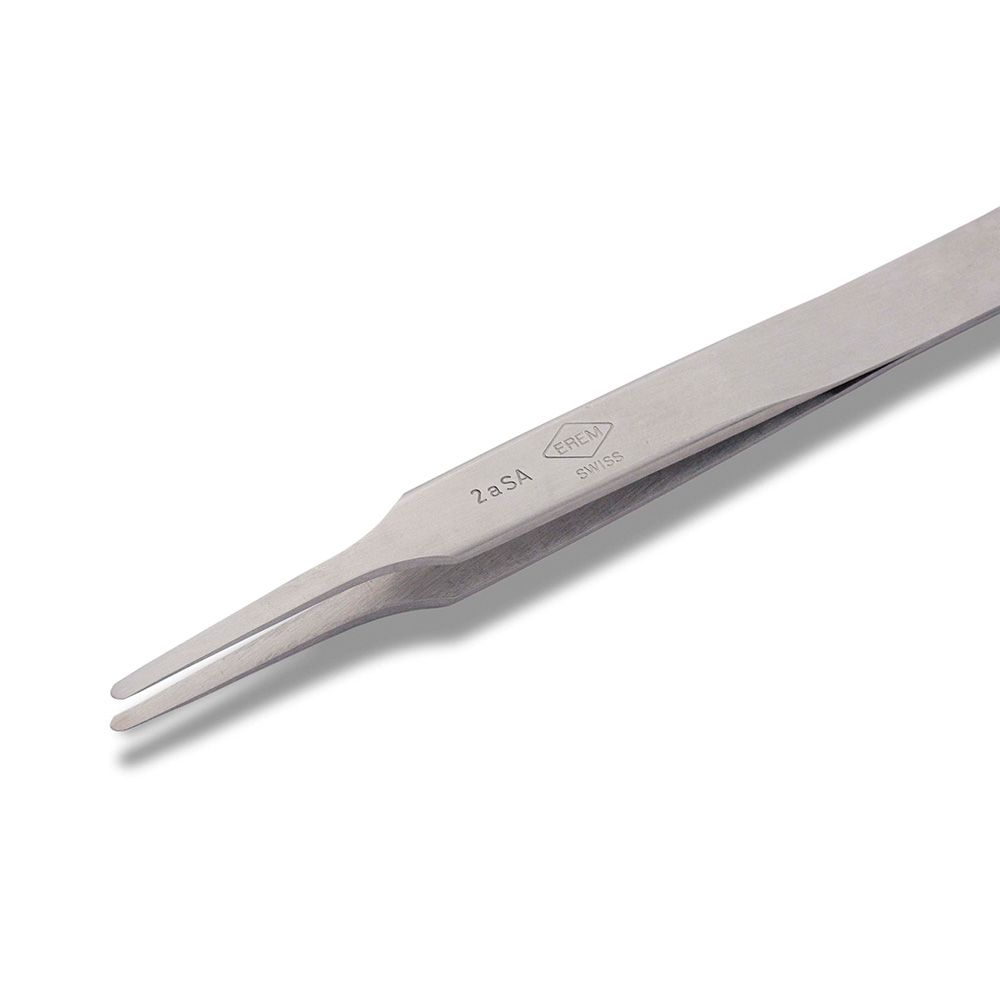 Weller 2ASA 4-1/2" Straight Flat Round Tip Precision Tweezers for Gripping Small Components – image 2