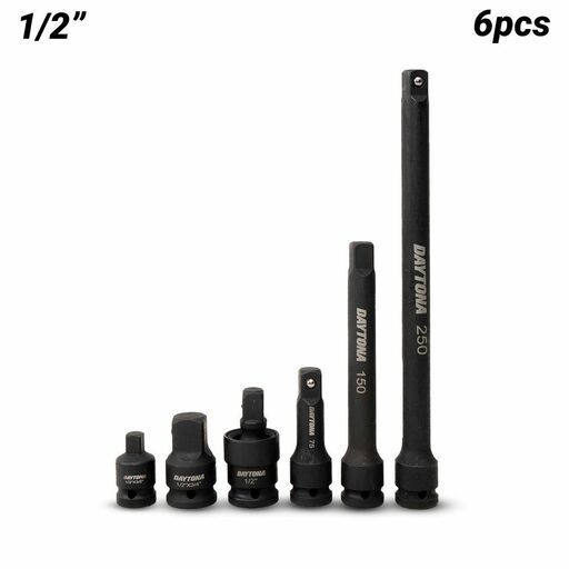 Daytona D6IS12 6pce 1/2" Drive Industrial Impact 75-250mm Extension Bar & Universal Joint Adapter Set