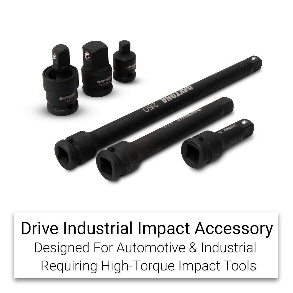 Daytona D6IS12 6pce 1/2" Drive Industrial Impact 75-250mm Extension Bar & Universal Joint Adapter Set – image 7