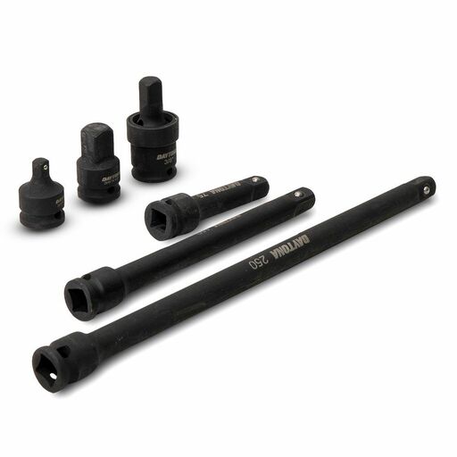 Daytona D6IS38 6pce 3/8"Drive Industrial Impact 75-250mm Extension Bar & Universal Joint Adapter Set – image 2