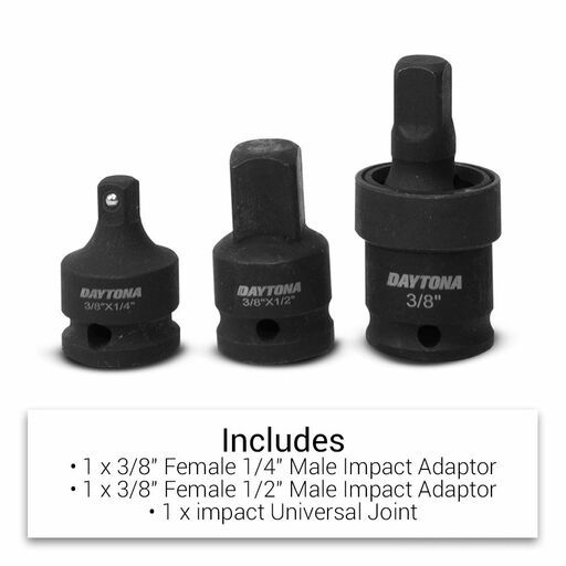 Daytona D6IS38 6pce 3/8"Drive Industrial Impact 75-250mm Extension Bar & Universal Joint Adapter Set – image 4
