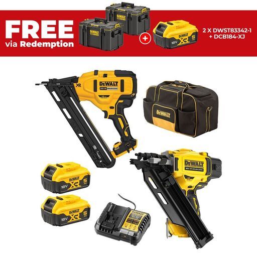 DeWalt DCZ245P2-XE 18V 5.0Ah Brushless Cordless Framing & DA Finish Nailer 2pce Combo Kit