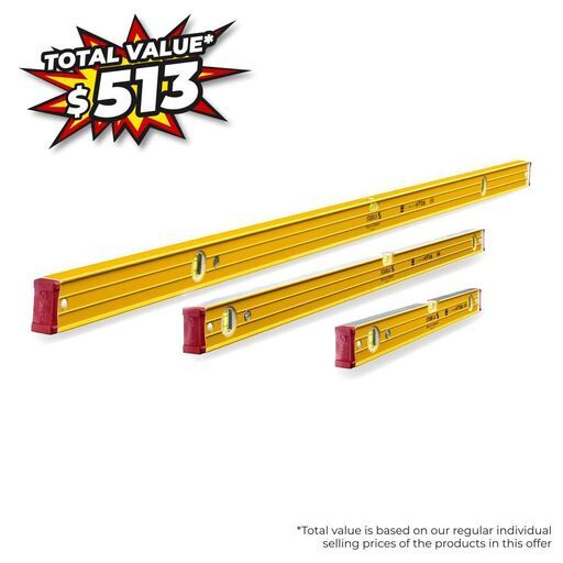 Stabila 17379 3pce 600mm(96-2/60) 1200mm(96-2/120) 1800mm(96-2/180) Level Set