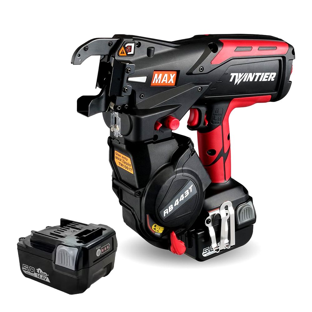 MAX MEGA-MAX-RB443-RB613 4.4V 4.0Ah/5.0Ah Li-ion Twin Tier Cordless Rebar Tying Tool + Brushless TwinTier Rebar Tie Gun with 40 x 30-Pack 2 x 1mm Tie Wire Coils – image 4