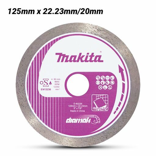 Makita D-80226 125mm x 22.23mm/20mm DIAMAK Continuous Rim Diamond Blade