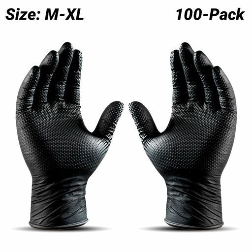 Raptor RDN100 100-Pack Heavy Duty Disposable Nitrile Dipped Grip Gloves - Medium - X-Large