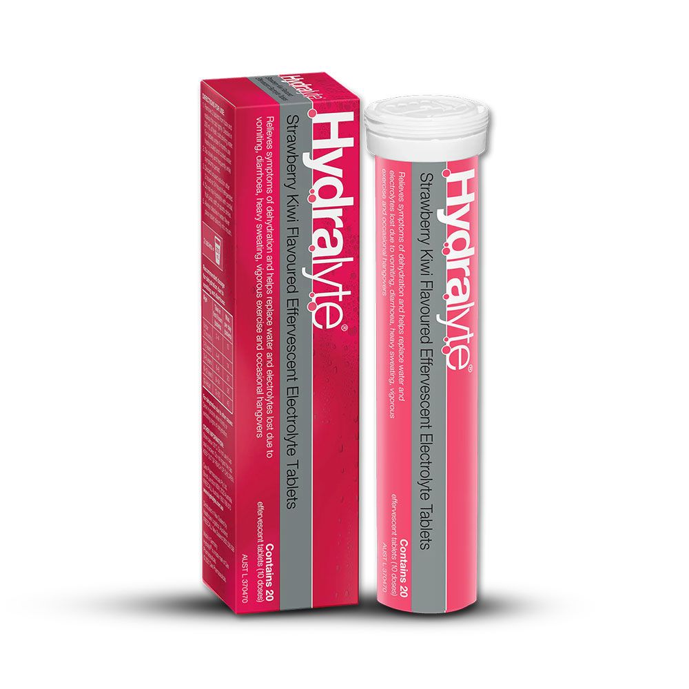Hydralyte HLESK20 20-Pack Effervescent Tablet - Strawberry/Kiwi